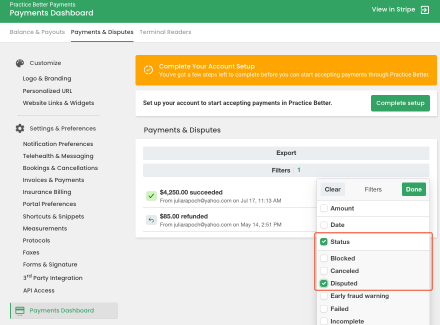 Using the Practice Better Payments Dashboard – Help @ Practice Better